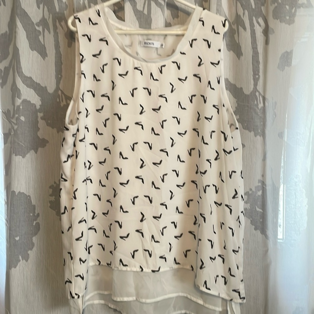 Rickie’s sleeveless top with and underneath shear white top attached …Size large